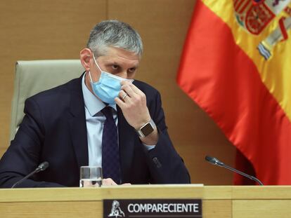 El inspector jefe de la Policía José Ángel Fuentes Gago, en su comparecencia este jueves en la comisión parlamentaria por el espionaje ilegal a Luis Bárcenas.