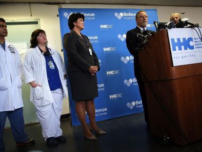 Rueda de prensa en Bellevue Hospital sobre los protocolos contra el &eacute;bola. 