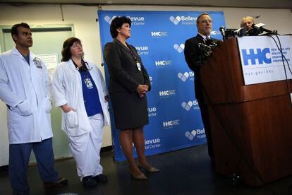 Rueda de prensa en Bellevue Hospital sobre los protocolos contra el &eacute;bola. 