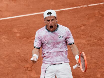 Schwartzman celebra un punto durante el partido del lunes contra Struff.