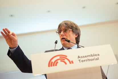 El expresidente de la Generalitat, Carles Puigdemont, en un acto el pasado 2 de marzo en Francia.