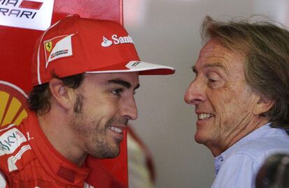 Fernando Alonso con el presidente de Ferrari, Luca di Montezemolo.
