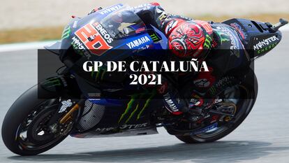 El piloto francés Fabio Quartararo del equipo Monster Energy Yamaha, durante la cuarta sesión de entrenamientos libres del Gran Premio de Cataluña 2021, que se disputa en el circuito de Montmeló.