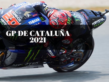 El piloto francés Fabio Quartararo del equipo Monster Energy Yamaha, durante la cuarta sesión de entrenamientos libres del Gran Premio de Cataluña 2021, que se disputa en el circuito de Montmeló.