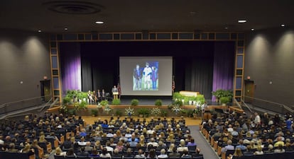 Um momento do funeral de Otto Warmbier, nesta quinta-feira