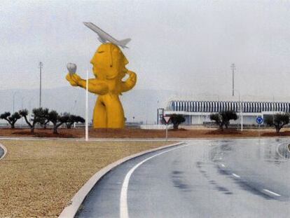 Imagen de la recreación de la estatua que se levantará en homenaje a Carlos Fabra en el aeropuerto de Castellón.