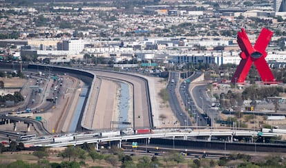 Vista de la frontera entre Río Grande y Estados Unidos y México en el Puente de las Américas en El Paso, Texas, en abril de 2021.