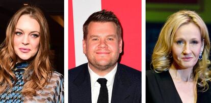 Lindsay Lohan, James Corden y J. K. Rowling.