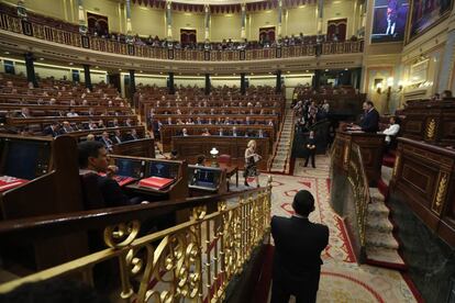 El secretari d'organització del PSOE, José Luis Ábalos, defensa davant del ple del Congrés la moció de censura contra Mariano Rajoy.