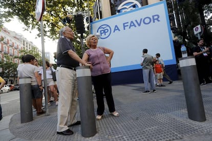 Ambiente en la sede del Partido del Partido Popular cuando sólo se ha escrutado el 20%.