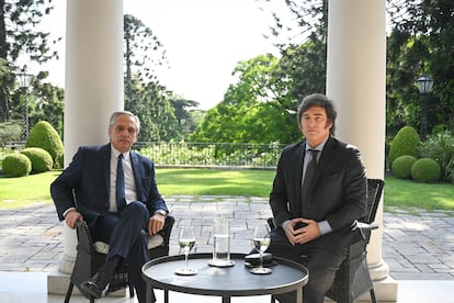 Alberto Fernández y Javier Milei, en la Quinta de Olivos.