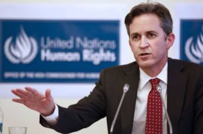 El relator de la ONU para los derechos humanos, David Kaye, durante su comparecencia en Ankara.