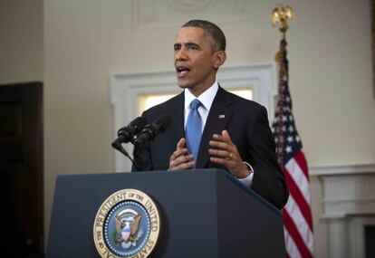 El president dels EUA, Barack Obama, durant la roda de premsa. 
