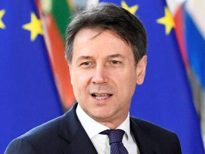 El primer ministro italiano, Giuseppe Conte, en la cumbre de l&iacute;deres de la UE de esta semana. 