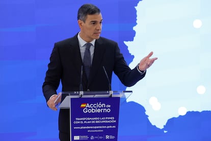 El presidente del Gobierno, Pedro Sánchez, en un acto sobre pymes y plan de recuperación.