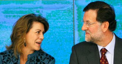 Dolores de Cospedal y Mariano Rajoy en la reunión del comité ejecutivo nacional del PP, ayer.