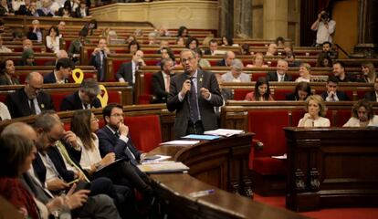 Quim Torra, en un momento de la sesión de control.