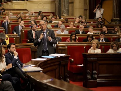 Quim Torra, en un momento de la sesión de control.