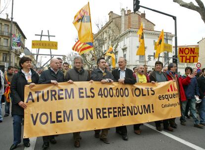 Manifestació contra la MAT a Perpinyà el 2008.