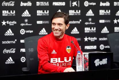 Marcelino, durante la rueda de prensa de este miércoles.