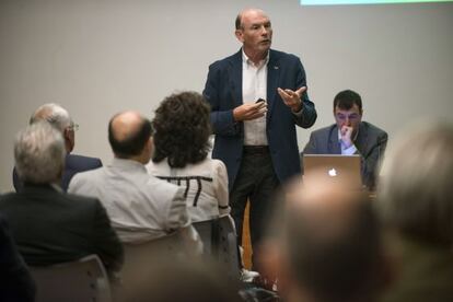 Juan José Ibarretxe, durante el acto de este martes en Bilbao.