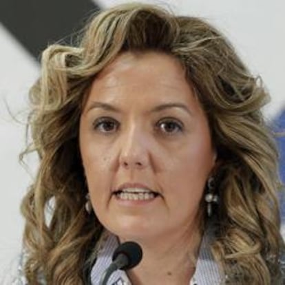 María Teresa Mallada, presidenta Hunosa, durante la rueda de prensa celebrada hoy