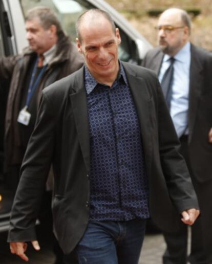 El ministro griego de Finanzas, Yanis Varoufakis, a su llegada a una reunión del Eurogrupo en Bruselas el 9 de marzo.