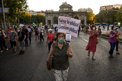 Manifestación en Madrid en defensa de la sanidad pública este sábado.