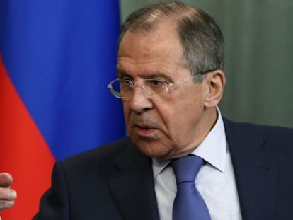 O ministro de Exteriores russo, Serguéi Lavrov, nesta segunda-feira em Moscou.