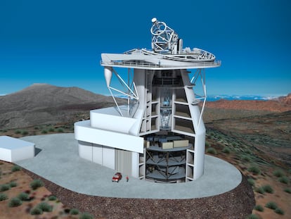 Aspecto que tendrá el Telescopio Solar Europeo en las cumbres de la isla de La Palma.