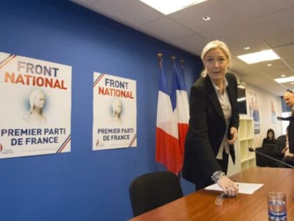 Le Pen, l&iacute;der del Frente Nacional, este martes en Nanterre (Francia).