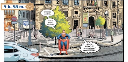 Una viñeta de 'Superman en Granada', de Jorge Jiménez y Alejandro Sánchez, editado por Panini dentro de la antología 'Superman: El mundo', de DC Comics.