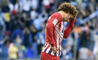 Griezmann, durante e último Espanyol-Atlético de LaLiga disputado en Cornellá.