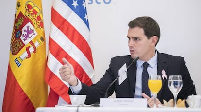 Albert Rivera, hoy en el desayuno informativo de la Cámara de Comercio de EE UU.