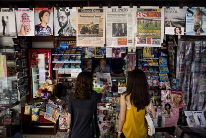 Quiosco de prensa, en Madrid.