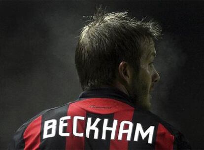 Beckham, en un partido con el Milan