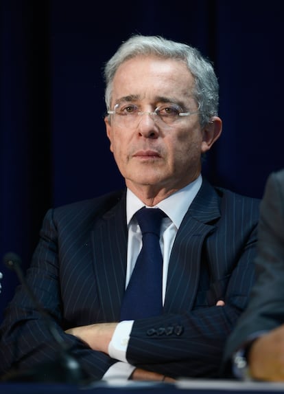 El expresidente de Colombia Álvaro Uribe, durante una conferencia en Miami (Florida) en mayo de 2016.