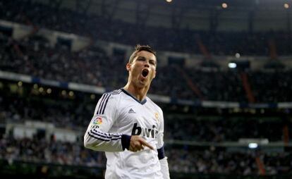 Cristiano celebra su gol al M&aacute;laga.