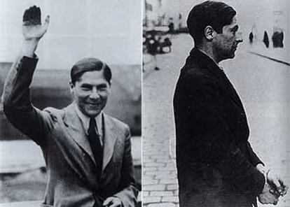 Arthur Koestler (izquierda), detenido en Málaga en 1937. En la otra imagen, al llegar a Londres.
