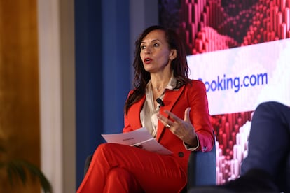 Beatriz Corredor, presidenta de Redeia, durante su intervención en el Foro Económico CREO 2024.