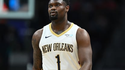 Zion Williamson, jugador de los Pelicans, durante un juego celebrado en enero.