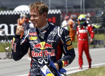 Sebastian Vettel celebra la 'pole'.