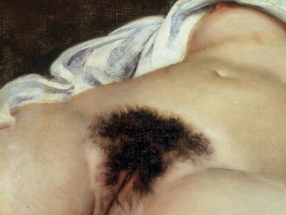&#039;El origen del mundo&#039; (1886), obra del pintor Gustave Courbet que se exhibe en el Museo de Orsay en Paris.
 