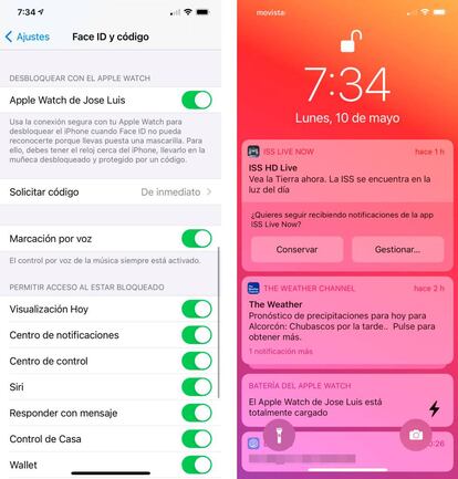 Desbloqueo del iPhone con el Apple Watch.