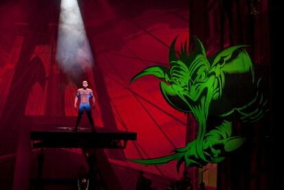 Un momento del ensayo del musical <i>Spiderman: Apaga la oscuridad</i>, en Nueva York.