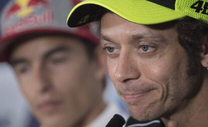 Valentino Rossi en la rueda de presa de este jueves.