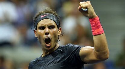 Nadal celebra su victoria frente a Coric.