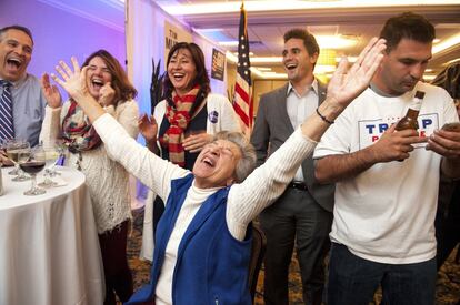 Celebración por la victoria del republicano, Donald Trump, en Venetia, Pensilvania. 