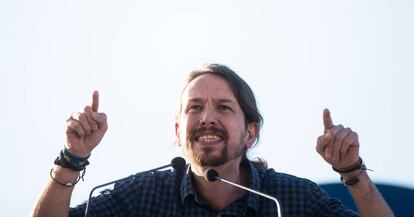 Pablo Iglesias durante un mit&iacute;n en Vigo. 