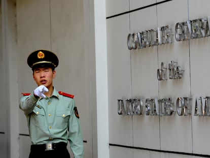 El consulado de Estados Unidos en la ciudad china de Chengdu, este viernes.